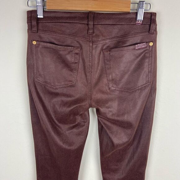 7 For All Mankind High-Waist Skinny Pant - Coated Brown - Picture 7 of 8